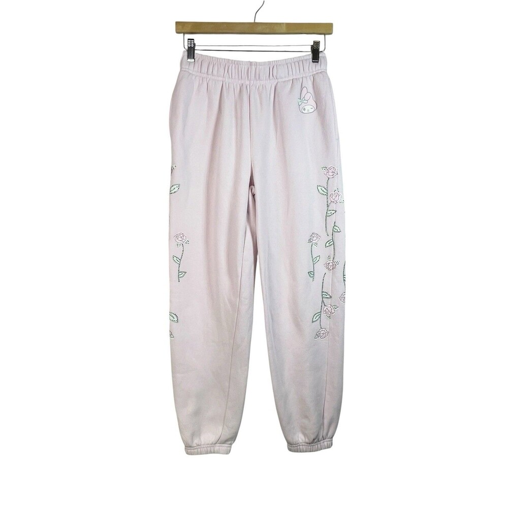 Sanrio My Melody x Forever 21 Pink Rhinestone Rose Flower Joggers Sweatpants M